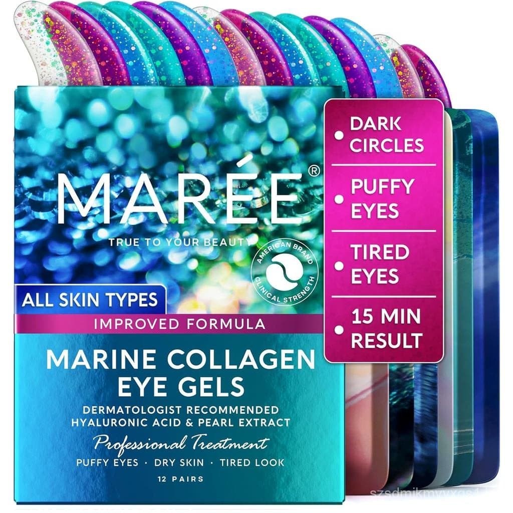 MAREE Patches para a Área dos Olhos para Olhos Inchados e Olheiras – Máscara para a Área dos Olhos com Colágeno e Ácido