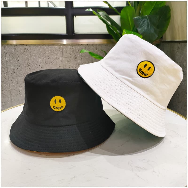 Primavera verão novo estilo dupla Face balde chapéu feminino Smiley Face carta bordado pára-sol protetor solar bacia cha