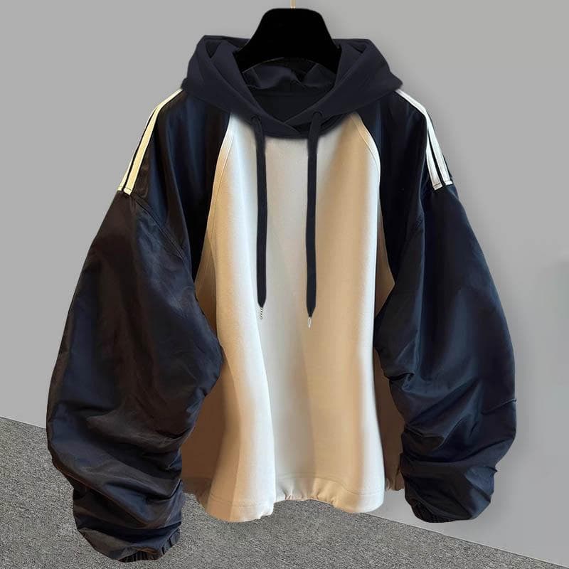 Plissado manga Raglan moletom com capuz masculino feminino mesmo estilo primavera outono inverno versão coreana na moda