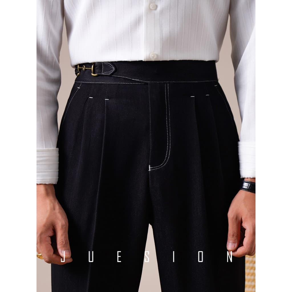 Jucean Jeans italiano masculino outono inverno Gurka cavalheiro Retro em linha reta Casual negócios Commuter calças