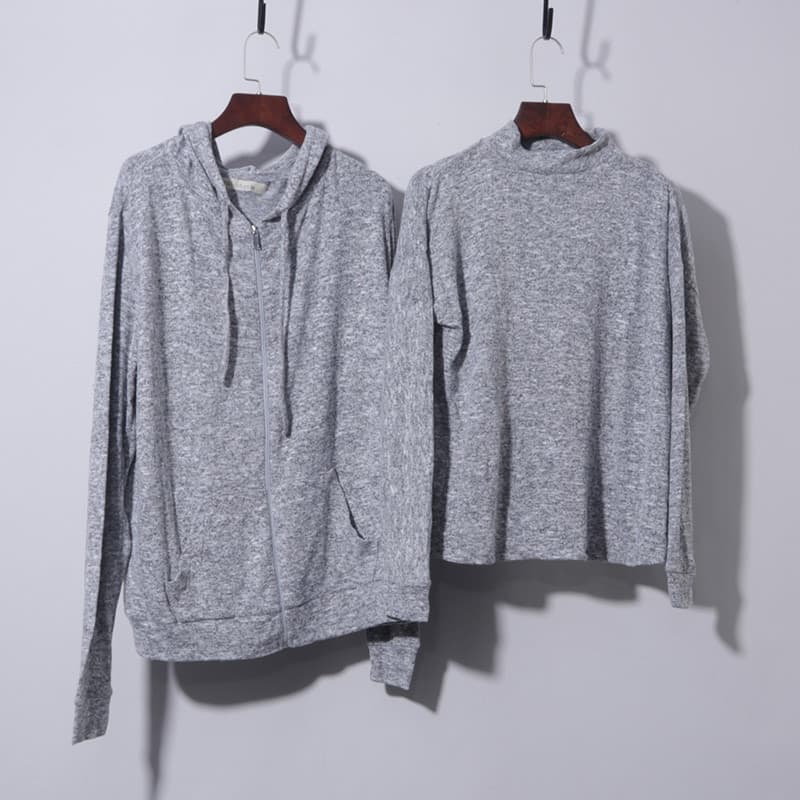 Camisa cinza com camadas internas Slim fit Skinny meia gola alta Swe