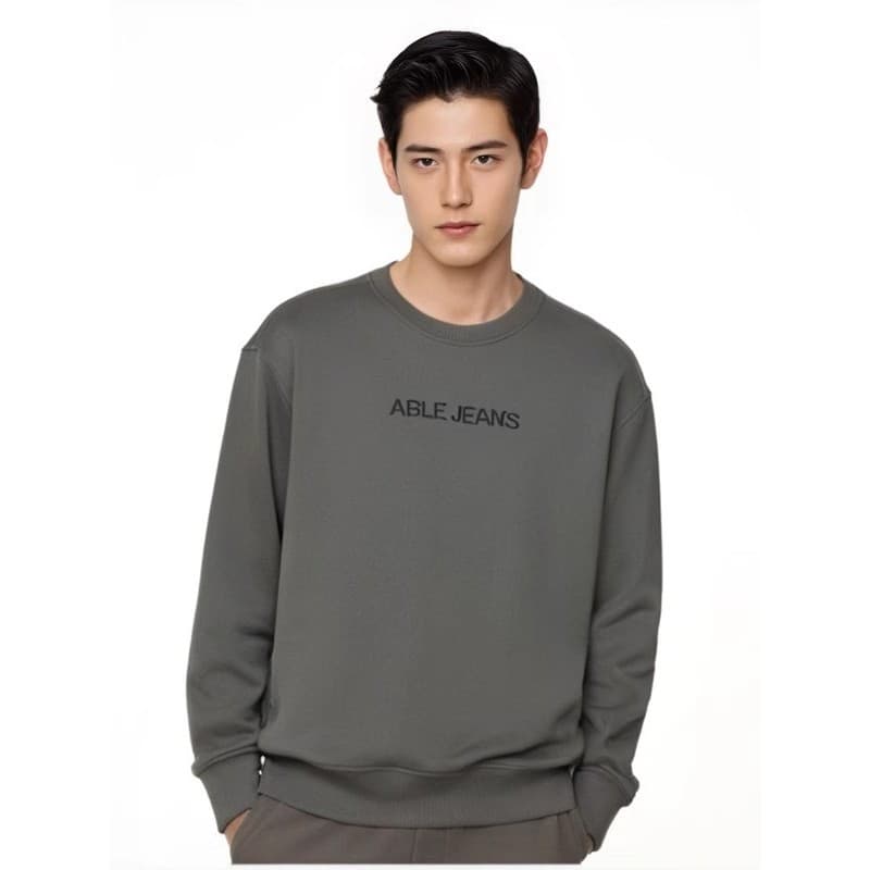 ABLEJEANS Homens Mulheres Mesmo Estilo Moletom Solto Unissex Em Torno Do Pescoço Versão Coreana Carta Impressão Simples