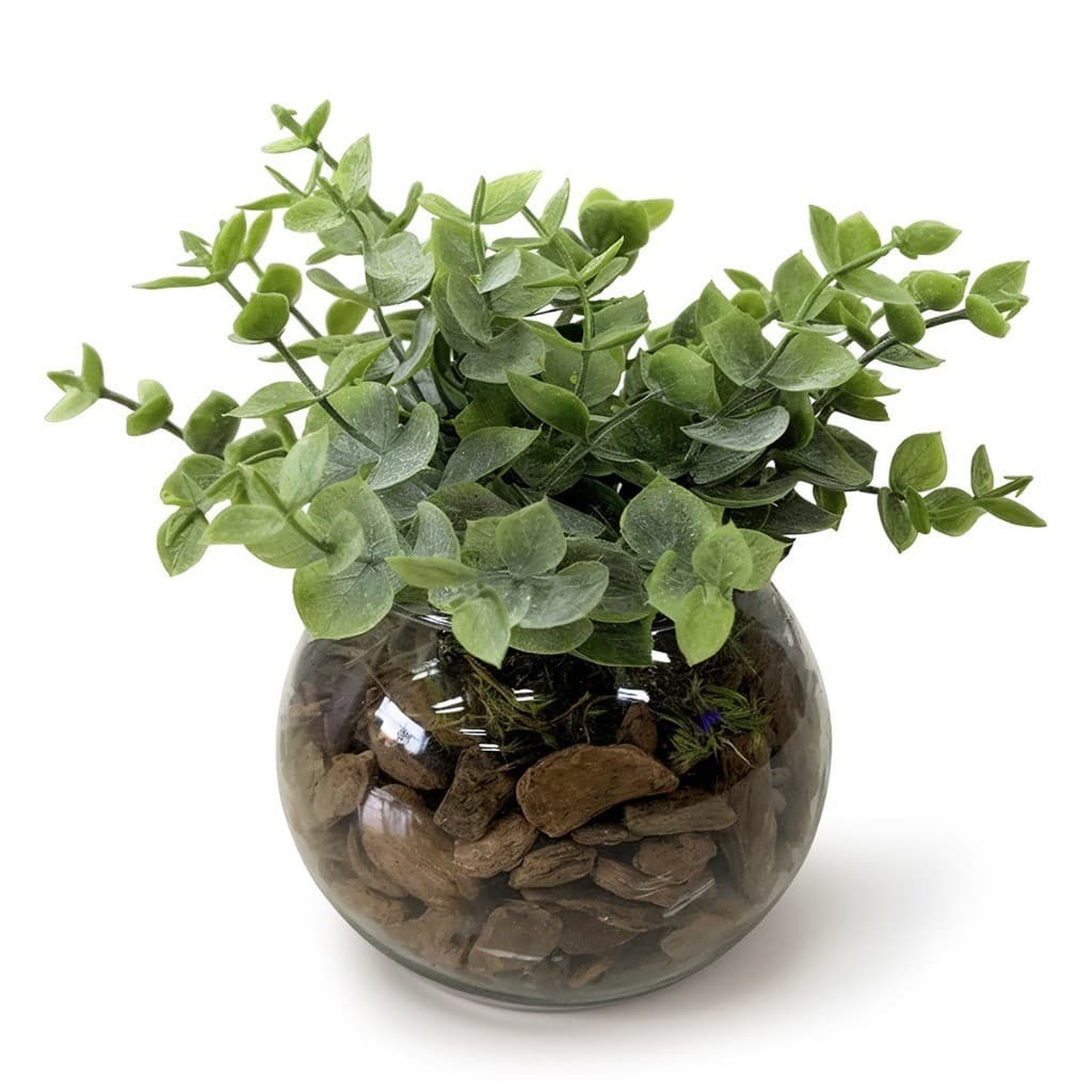 Arranjo Verdinho Vidro Decoração Artificial Mesa Charmosa Elegante Moderno Compacto Escritorio Casa