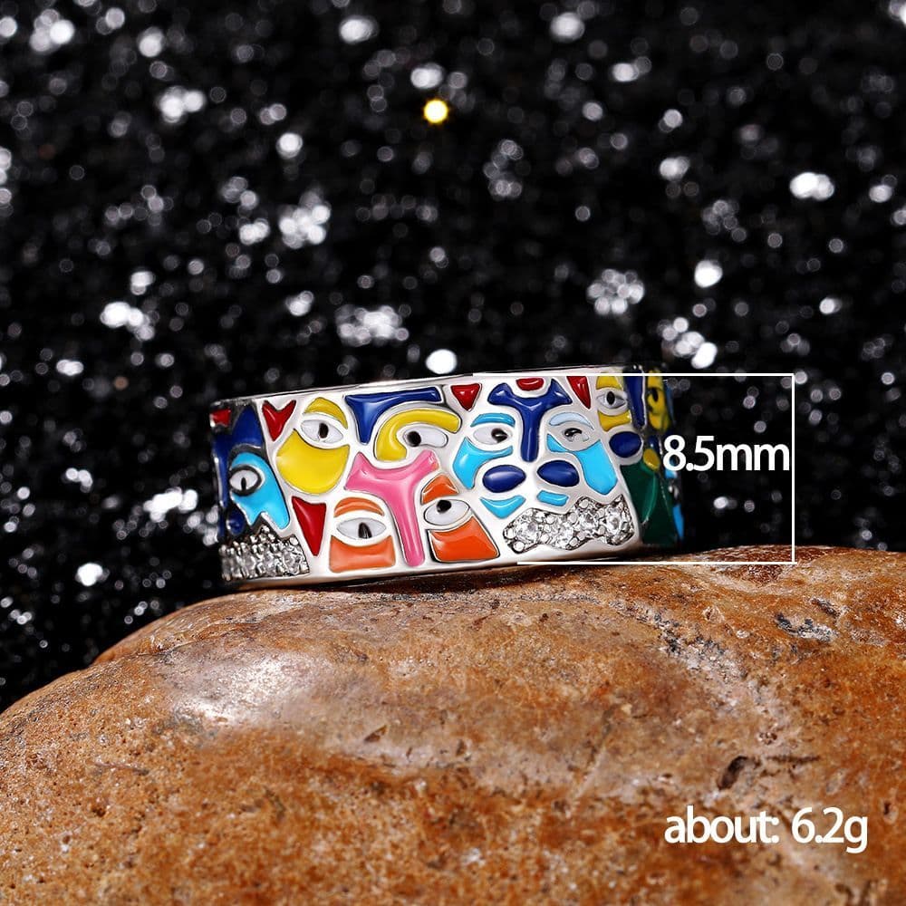Anel Dopamine Angry Birds para Mulheres, Novo Anel Colorido de Esmalte de Alta Qualidade, Luxo Leve, Estiloso e com Pers