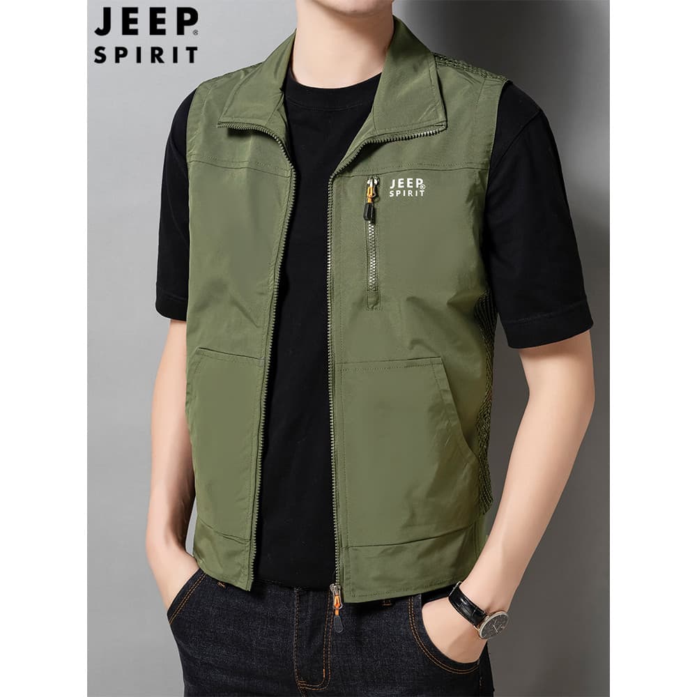 JEEP SPIRIT Outono Novo Estilo Colete Masculino Gola Colete Business Casual Gola Colete Masculino