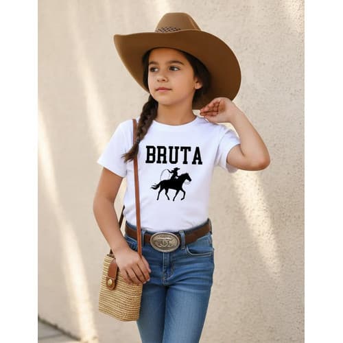 Camiseta Infantil Feminina Algodão Boiadeira Bruta Rodeio Fe