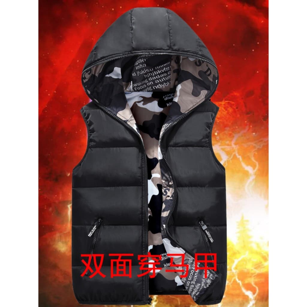 Colete masculino outono inverno para baixo colete de algodão esportes versão coreana dupla face usar casal usar camuflag