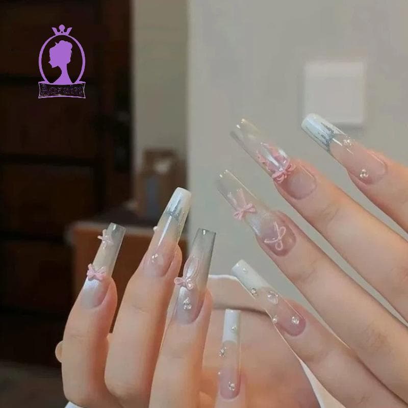 ANTH 50 Peças Decorações De Arte De Unha Com Laço 3D Luz De Cetim Amuletos De Unhas Fita Colorida Arco Strass Acessórios