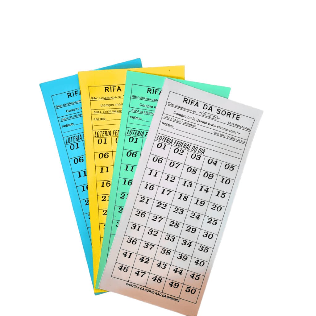 10 cartelas de rifa 100 numeros com cores variadas