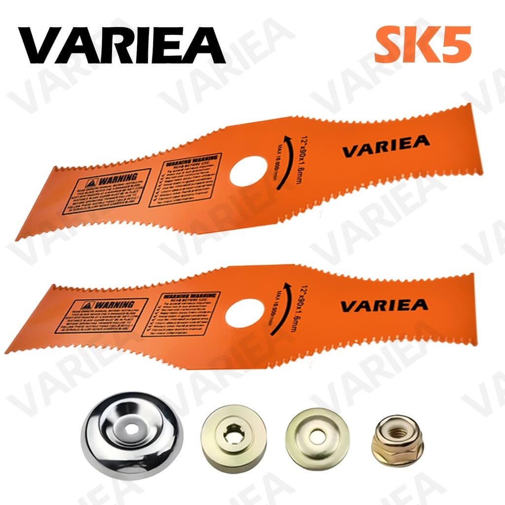 VARIEA-2 peças Lâmina de cortador de grama com dente de serra de aço carbono SK5, com 4 adaptadores, substituição Univer
