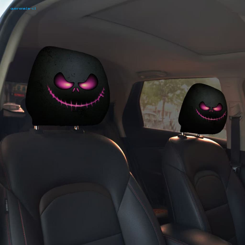 Big Eyes Headrest Cover Eye-catching Halloween Skull Car Covers – Spooky Auto Seat Protectors Funny for Most for South