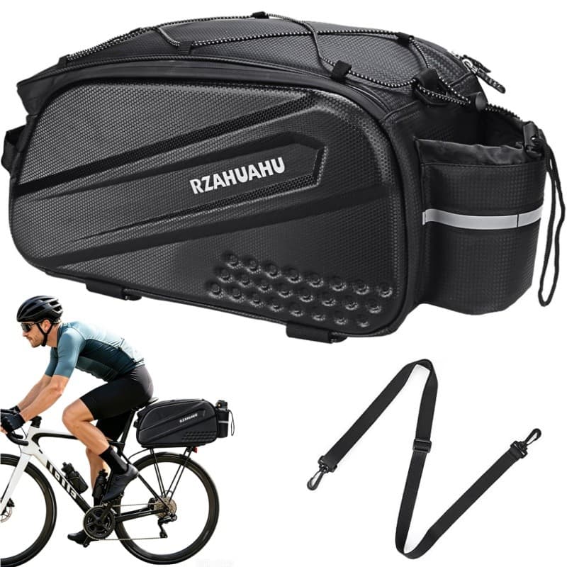 Bolsa Traseira para Bicicleta Capa Rígida Refletiva Porta Garrafa Bolsa de Bagageiro Bike