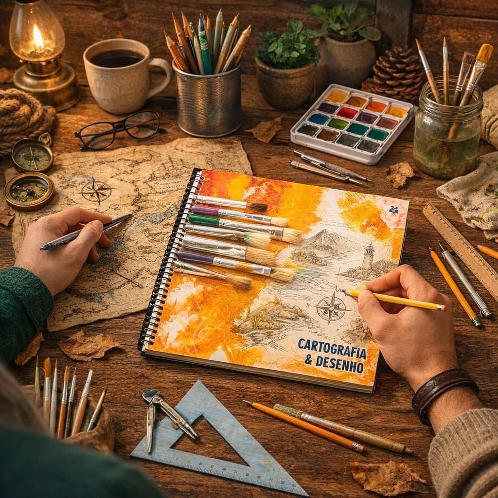 Caderno de Cartografia para Desenho Arte e Pintura Escolar