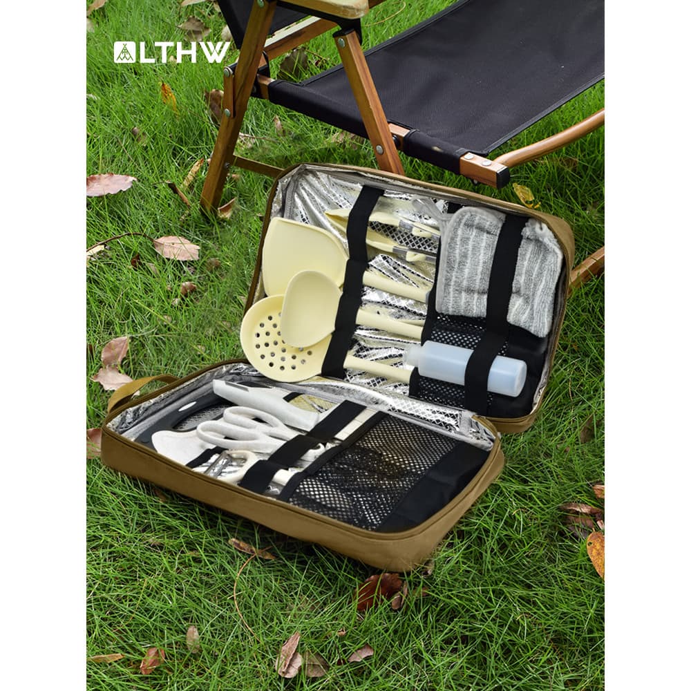 LTHW viagem ao ar livre acampamento panelas faca portátil saco de armazenamento de utensílios de cozinha acampamento aut