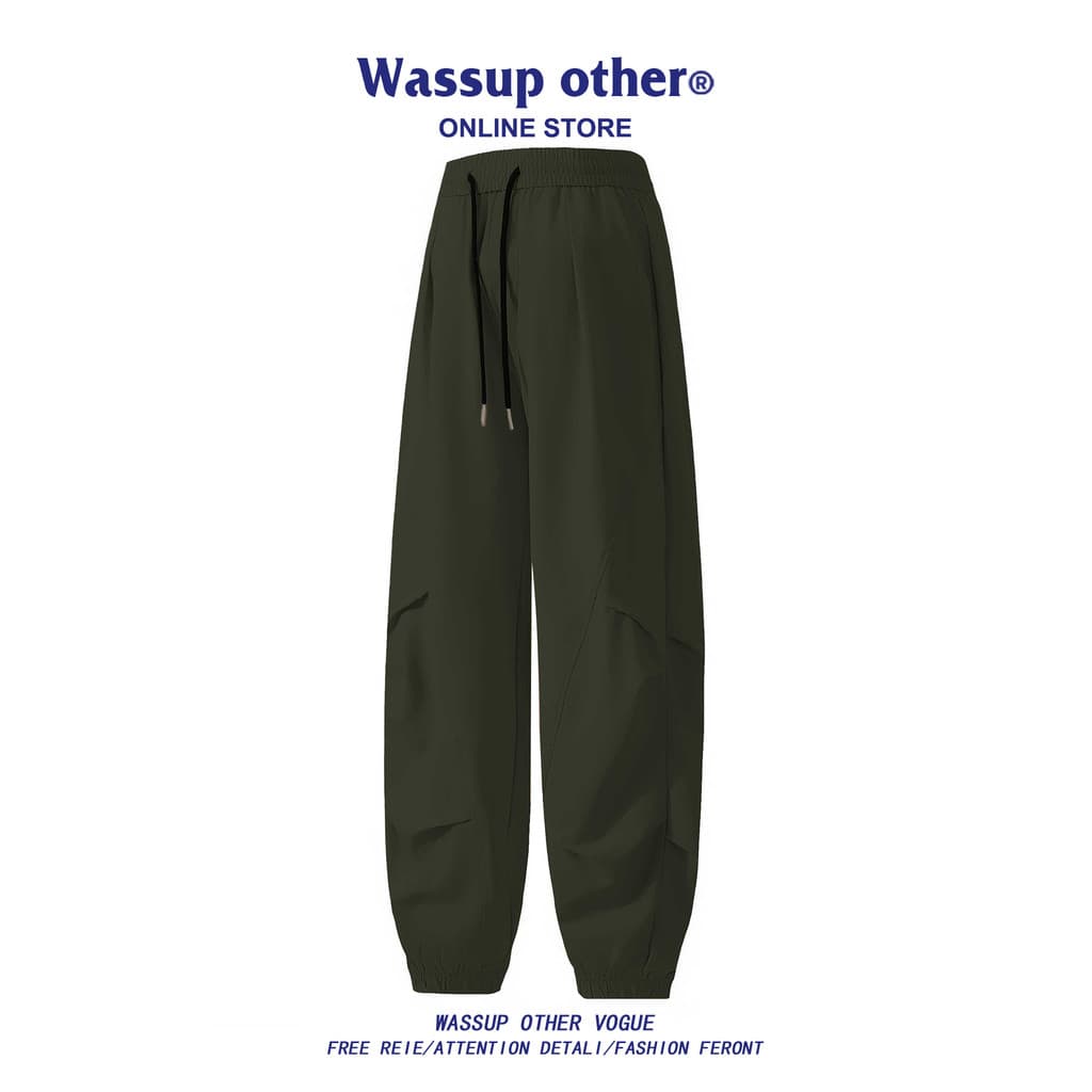 WASSUP OUTRO American Street Wear Macacão de perna larga masculino primavera outono solto Casual jaqueta de perna reta c