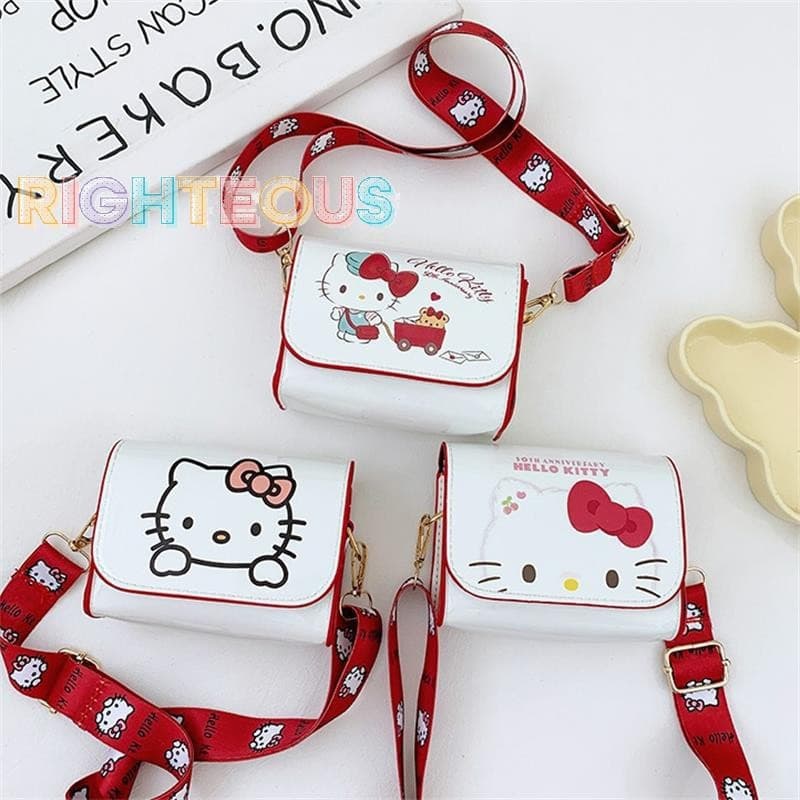 Rightrous Bonito Sanrio Olá Kitty Kuromi Melodia Bolsa De Ombro Infantil Moda Crossbody Saco Feminino KT Gato De Armaz
