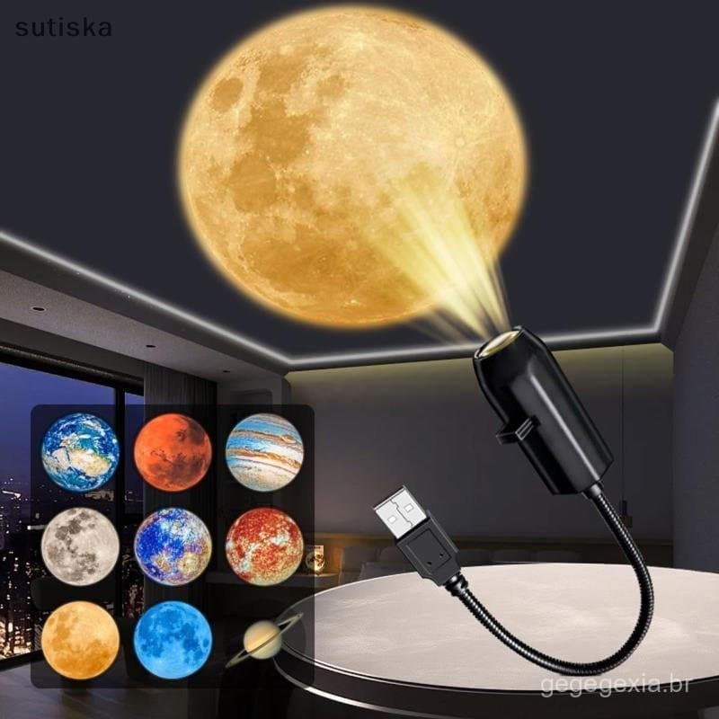 sutiska 5V USB Plug In Planeta Lâmpada De Projeção Interior Teto Decoração Atmosfera Luz Céu Estrelado Da Noite Galáxia