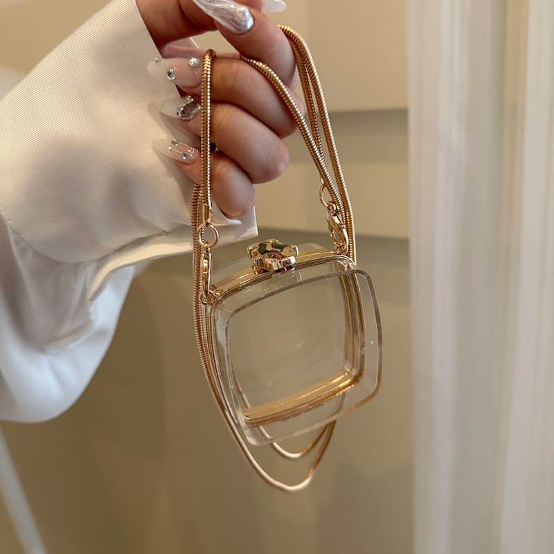 Nicho Mini saco de fone de ouvido 2024 novo estilo europeu americano moda acrílico transparente caixa saco ins senhoras
