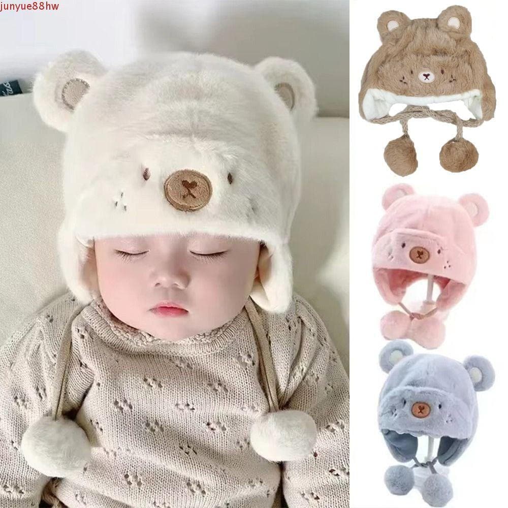 JUNYUE Chapéus De Urso Para Bebês , Quentes Recém-Nascidos Ao Ar Livre , Proteção Os Ouvidos , Lã Macia , Gorro Meninos