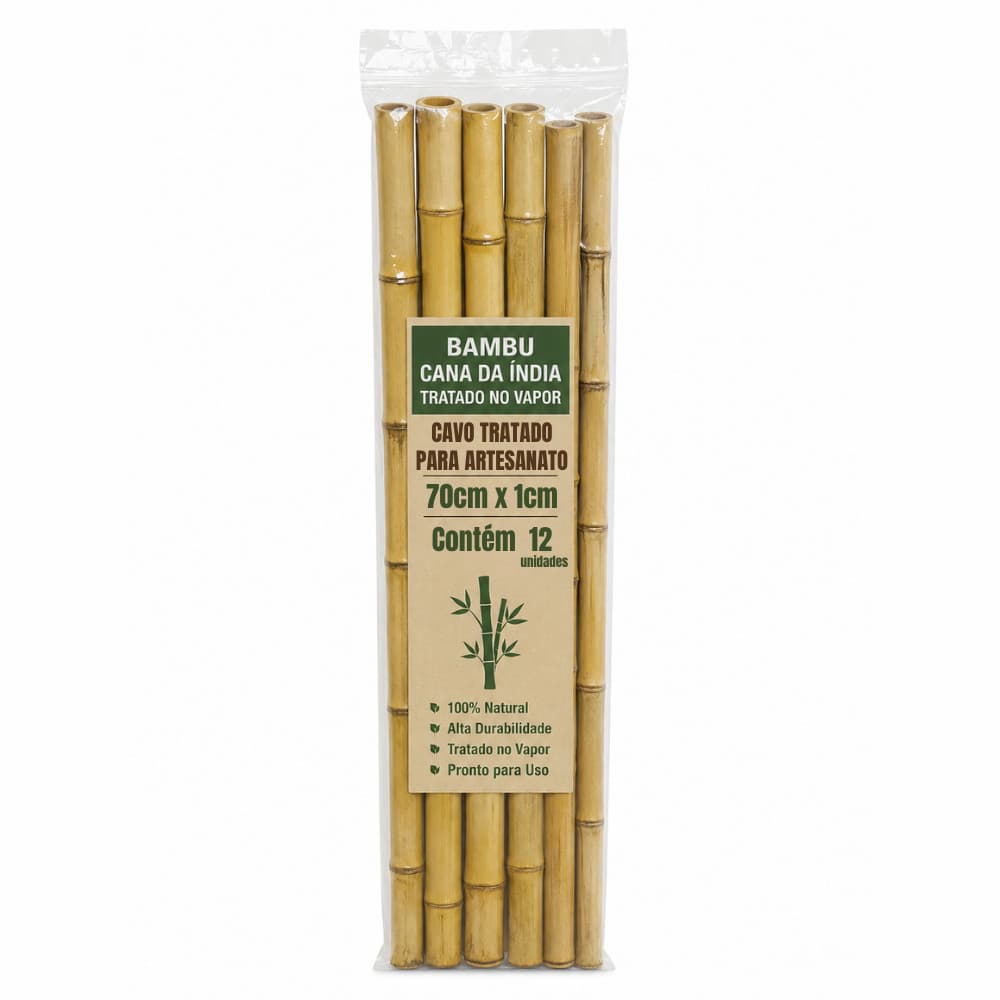 Bambu Cana-da-Índia Tratado 70cm para Artesanato Kit com 12 Peças