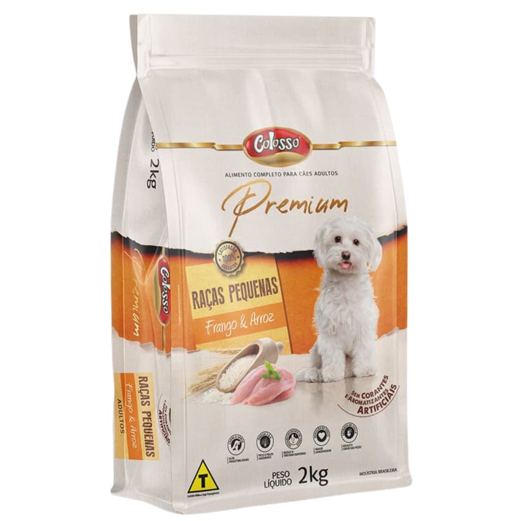 Ração Para Caes Raças Pequenas Racao Colosso Premium Frango Arroz 2kg