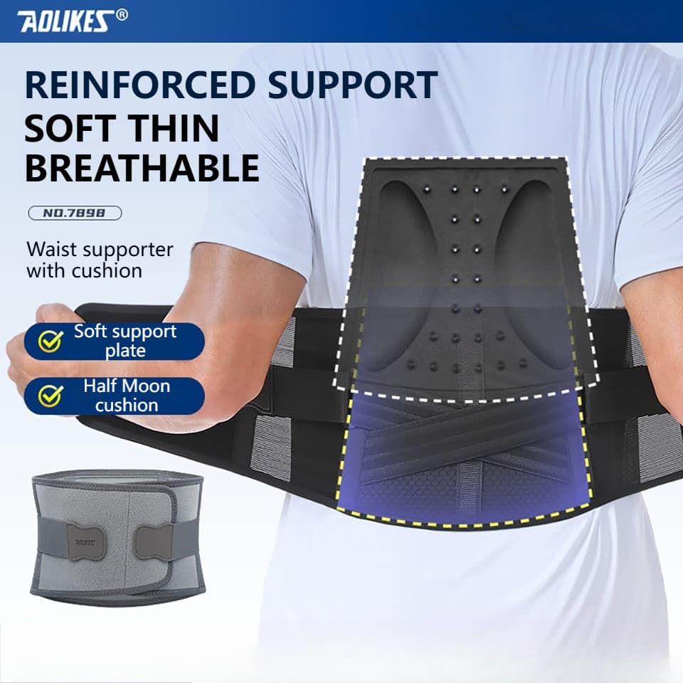 AOLIKES Esportes Cintura Proteção Cinto Respirável Pressurizado Aptidão Suporte De Mola Protetor Lombar