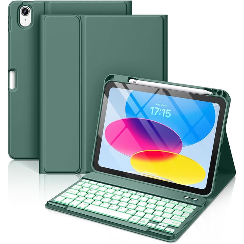 Kit Capa Colorida Teclado ABNT2 Retroiluminado Bluetooth Caneta Anti-Toque e Mouse iPad 9 10 11 A16 Air11 Air6