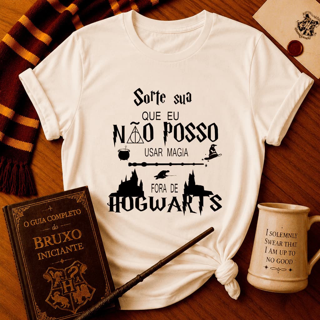 Camiseta Harry Potter Magia Feminina 100% Algodão Estampa Premium