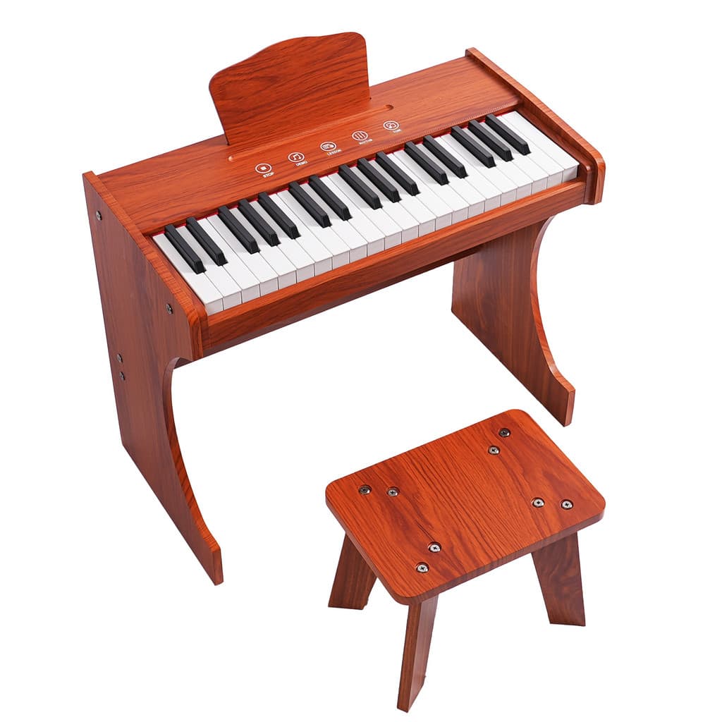 Piano Digital Infantil de Madeira 37 Teclas com Painel Touch Rhythmic