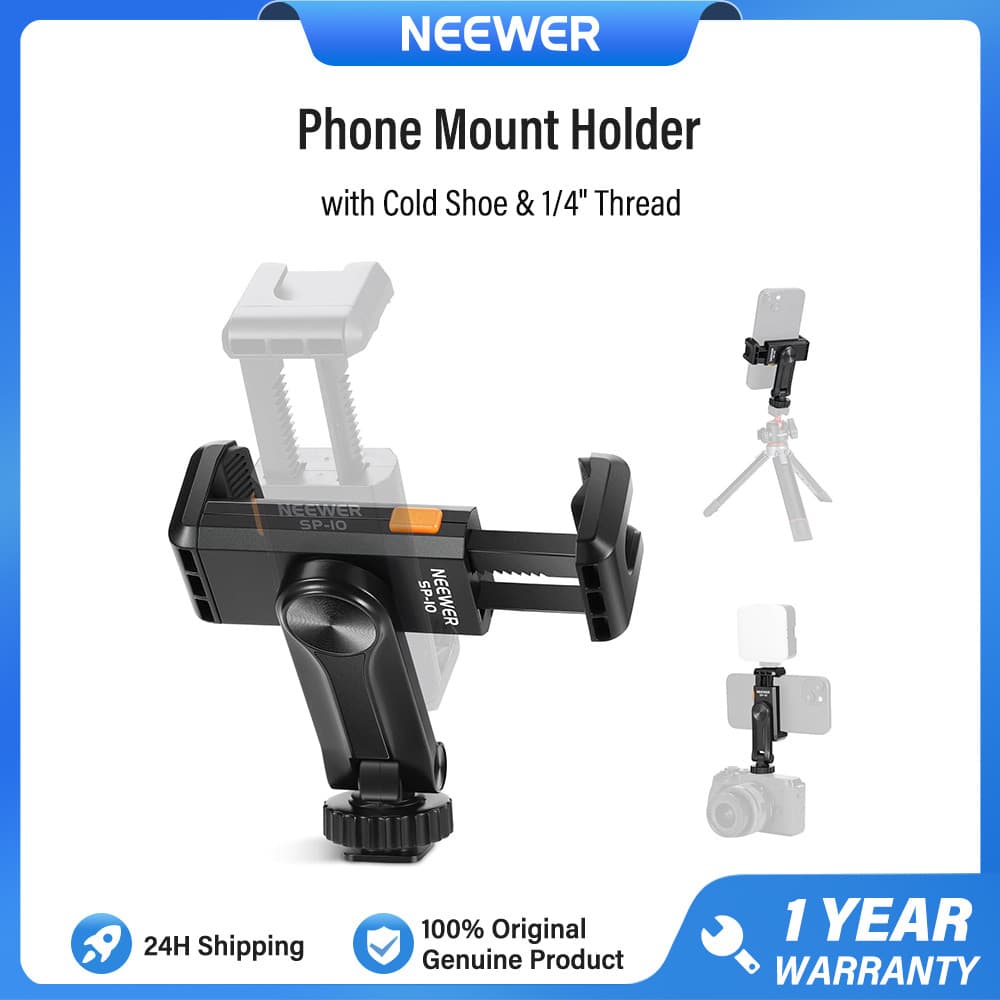 NEEWER SP-10 Suporte Para Tripé De Telefone De 2.56 "-3.74 " Com Rosca De 1/4 " E Sapata Fria