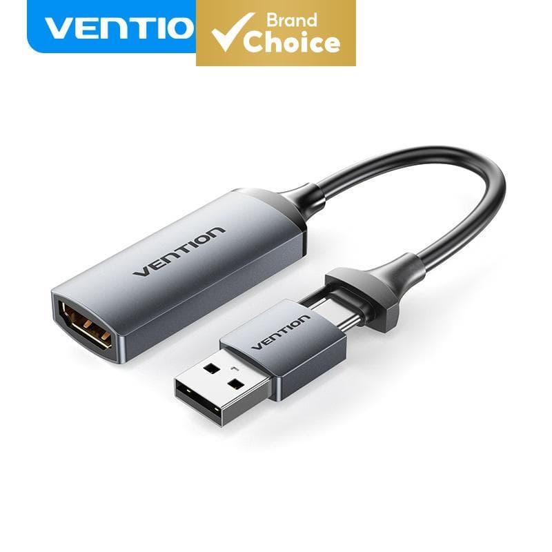 Vention HD Placa de Captura de Vídeo 1080P 60Hz, Interface Dupla USB Tipo C, Caixa de Captura HDMI para Transmissão de