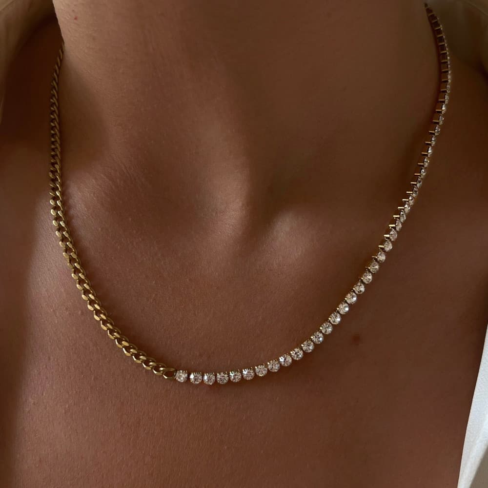 Costura titânio aço tênis corrente cubana corrente básica Multi-camada empilhamento colar pulseira