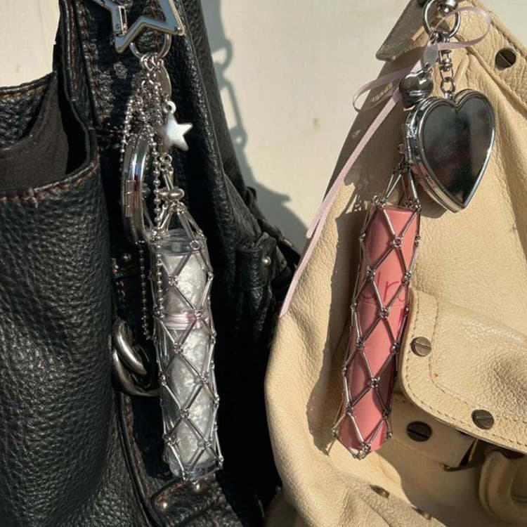 Chaveiro De Batom De Metal-Suporte De Bálsamo Labial De Aço Inoxidável Y2K Charm Bag Acessório