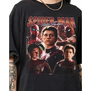 Camiseta Masculina Feminina Oversized Estampa Homem-Aranha Peter Parker Tom Holland T-shirt Estilo Streetwear Retro