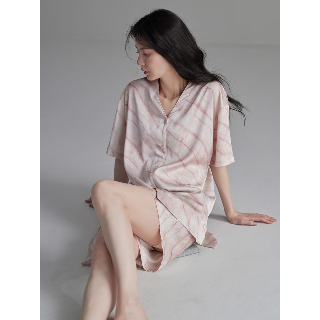 Sinfonia confortável Homewear feminino verão com decote em V manga curta gelo seda vitalidade bonito pijamas fino manga