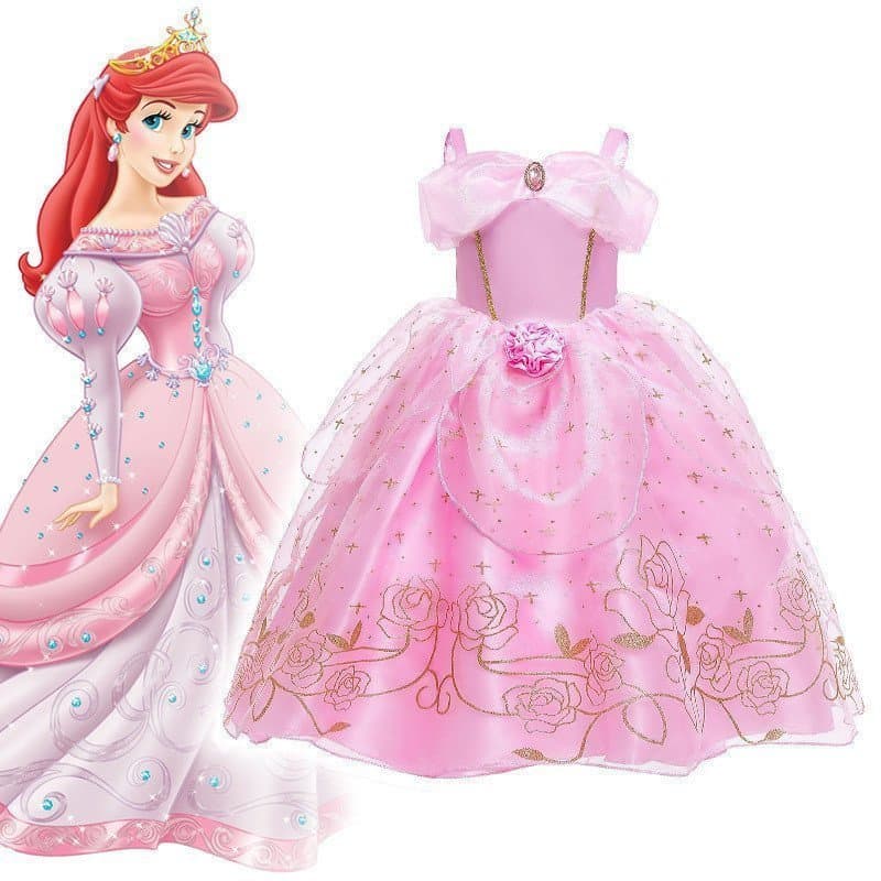 Vestido de Fantasia de Princesa Infantil A Bela e a Fera Frozen Alta Qualidade QVHT M42Z
