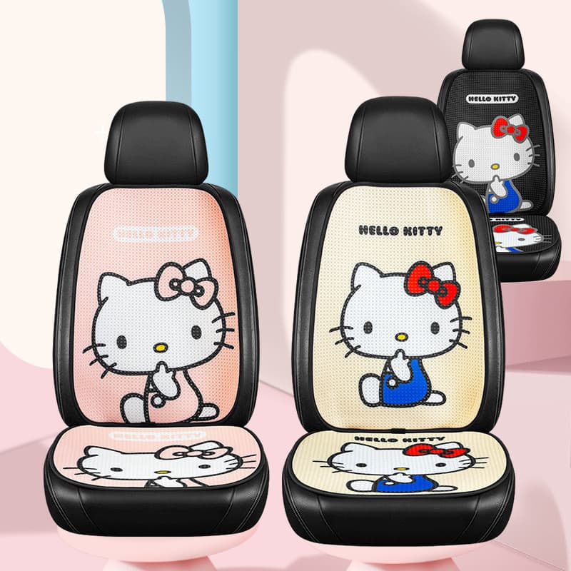 Almofada de assento de carro com desenho animado, universal para todas as estações, conjunto fofo de três peças, almofad
