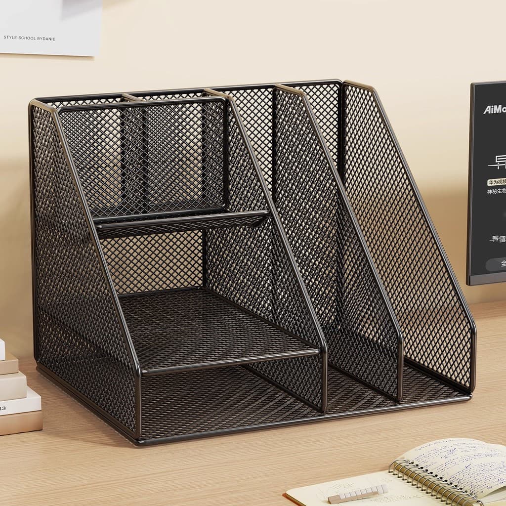 Prateleira de mesa Rack de armazenamento de arquivo de mesa Multi-camada cesta de armazenamento de grande capacidade em