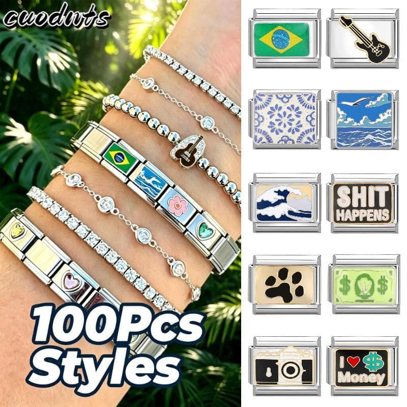 Links De Charme Italiano Para Pulseiras Nova Moda Pulseira Amigo Família DIY Módulo Italianos Caber 9mm Jóias De Aço Ino