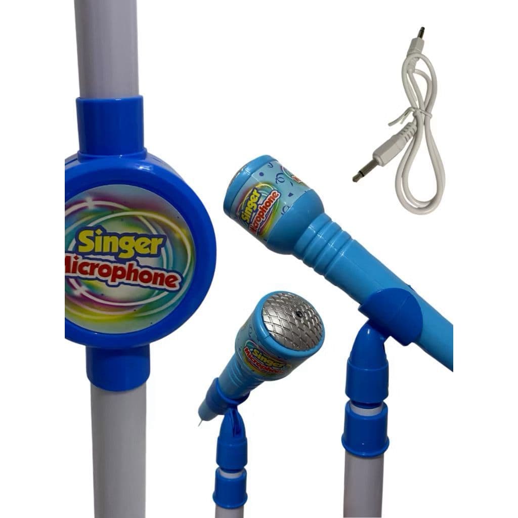Karaokê Infantil Acompanha 2 Microfones Pedestal Luz e Som Brinquedo Infantil Karaoke Duplo Super Pop Star Cantar