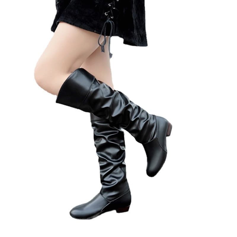 Tamanho grande 35-43 novo estilo botas altas outono inverno novo estilo de salto médio mais magro olhar Martin botas alt
