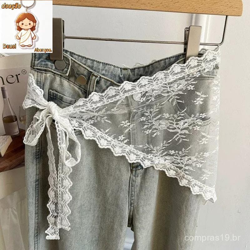 Moda Hoje Versátil Triângulo Renda Guarnição Meia Saia Para Mulheres Meninas Verão Doce Bunda Cortina Empilhada Saias Cu