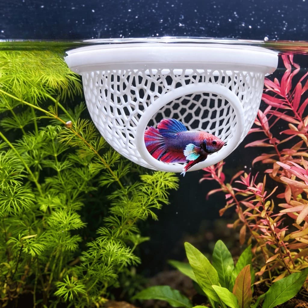 Esconderijo Flutuante para Peixes Betta Toca para Aquário Cama Folha Descanso Aquarismo Decoração