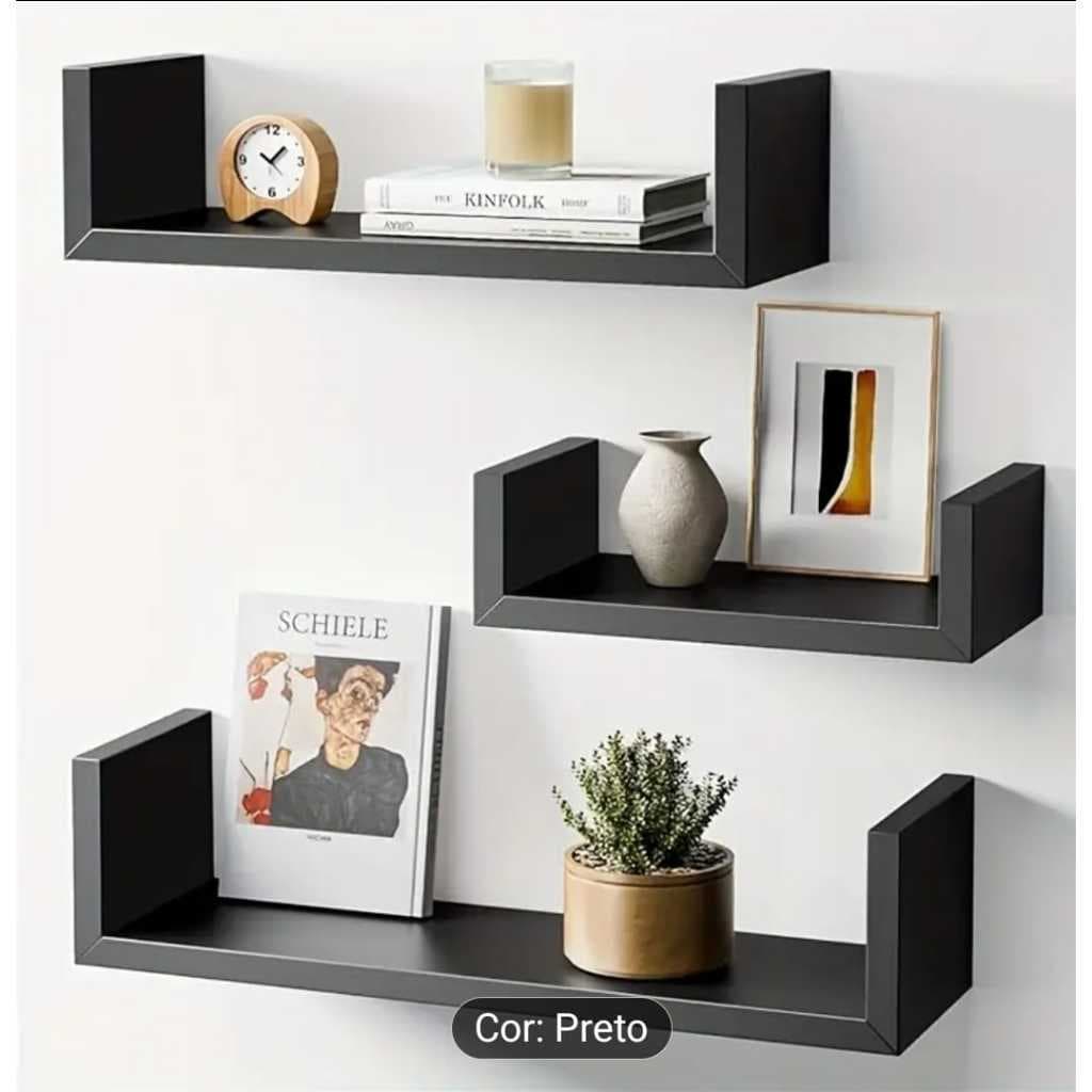 Kit com 3 Prateleiras Para Decoração Fácil Instalar
