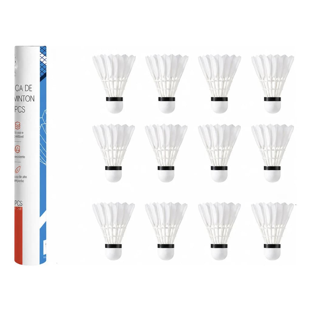 Peteca De Badminton Nylon Kit 12 Unidades Treino Esportivo