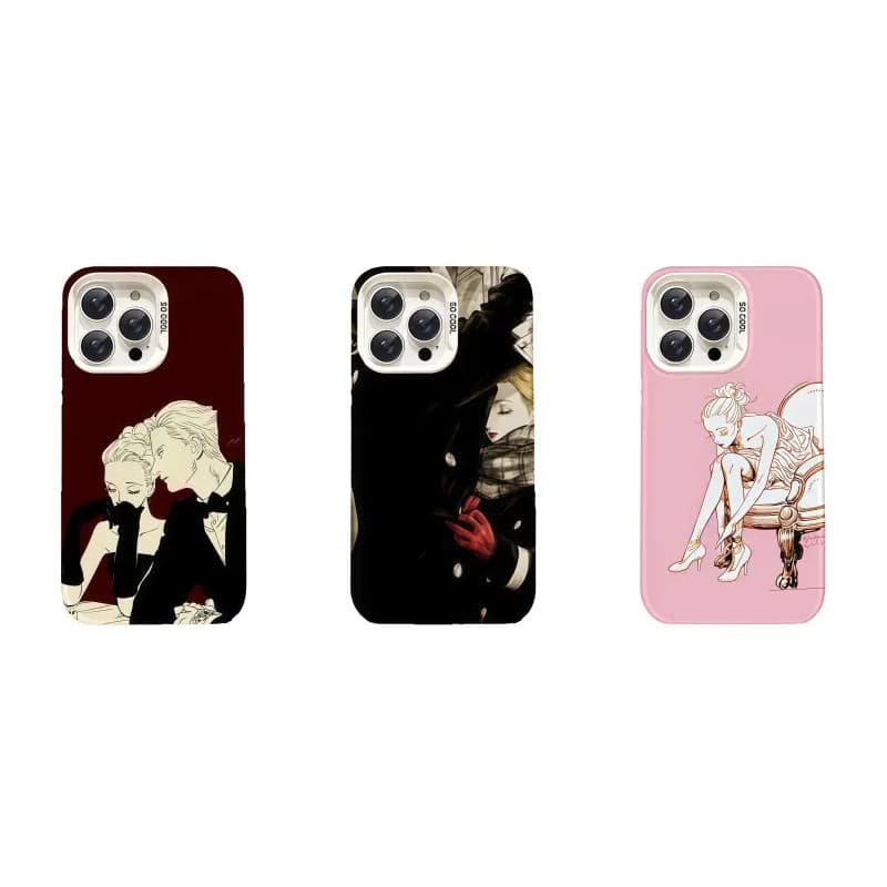 Capa Celular Diversos Modelos Personagens Emma e Alexander Veil Tons Vinho e Nude, Compatível para iPhone