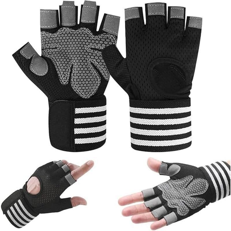 Luvas De Levantamento De Peso – Fitness Ultraleves Antiderrapantes Com Acolchoamento Grosso & amp ; Suporte De Pulso Tre