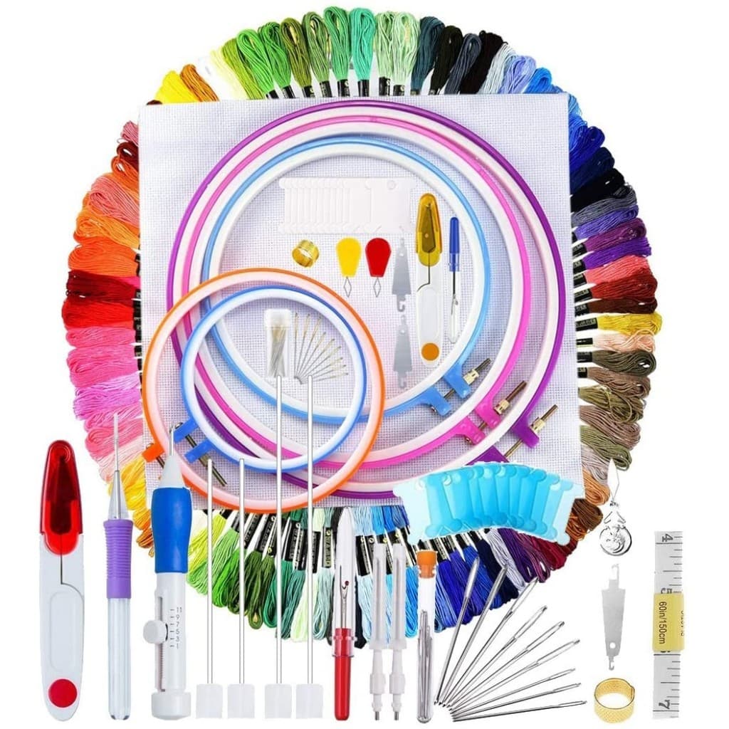 Kit De Bordado Iniciantes Com 100 Linhas Coloridas E Agulha