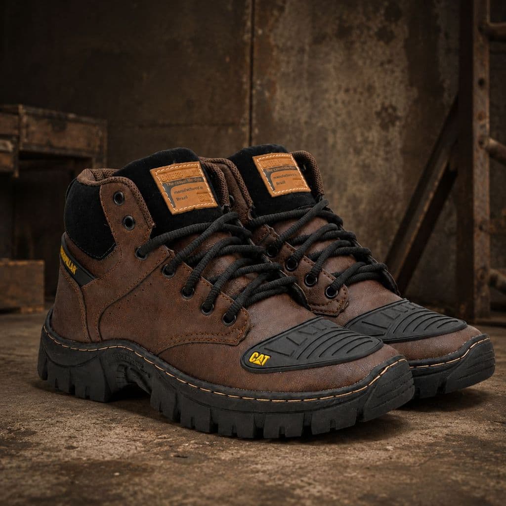 Bota Masculina Coturno Tratorado Couro Legítimo Confortável Resistente Para Trabalho Campo e Passeios