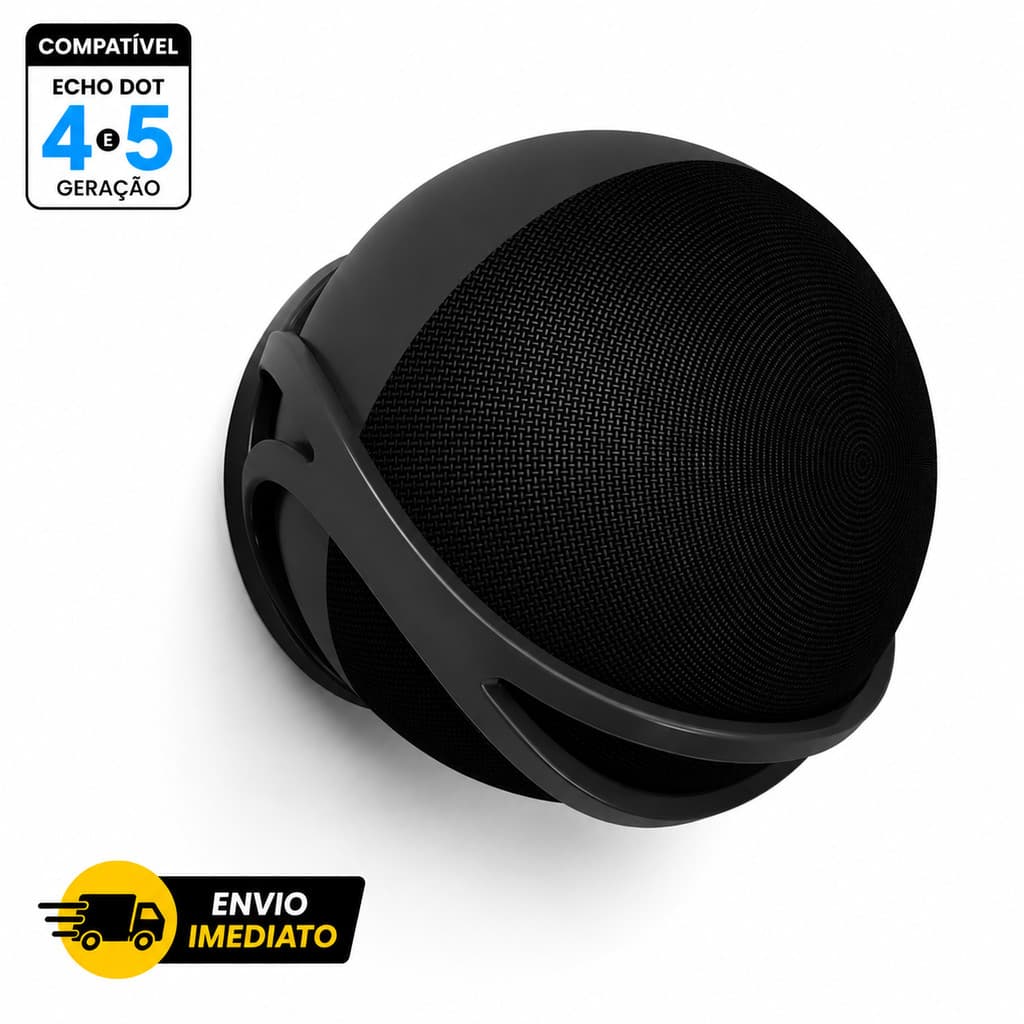Suporte de Parede para Alexa Echo Dot 4 e 5 Geração | Organizador de Cabos | Suporte para Echo Dot